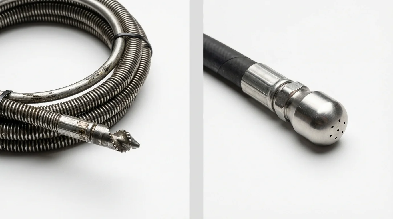 Drain snake cable and hydro jetting nozzle used for drain cleaning in Lincolnshire, IL