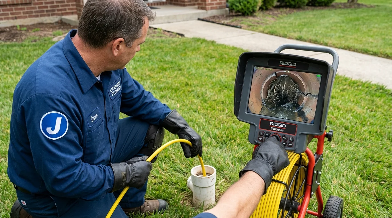 Sewer camera inspection being performed by Johns Plumbing LLC in Lincolnshire