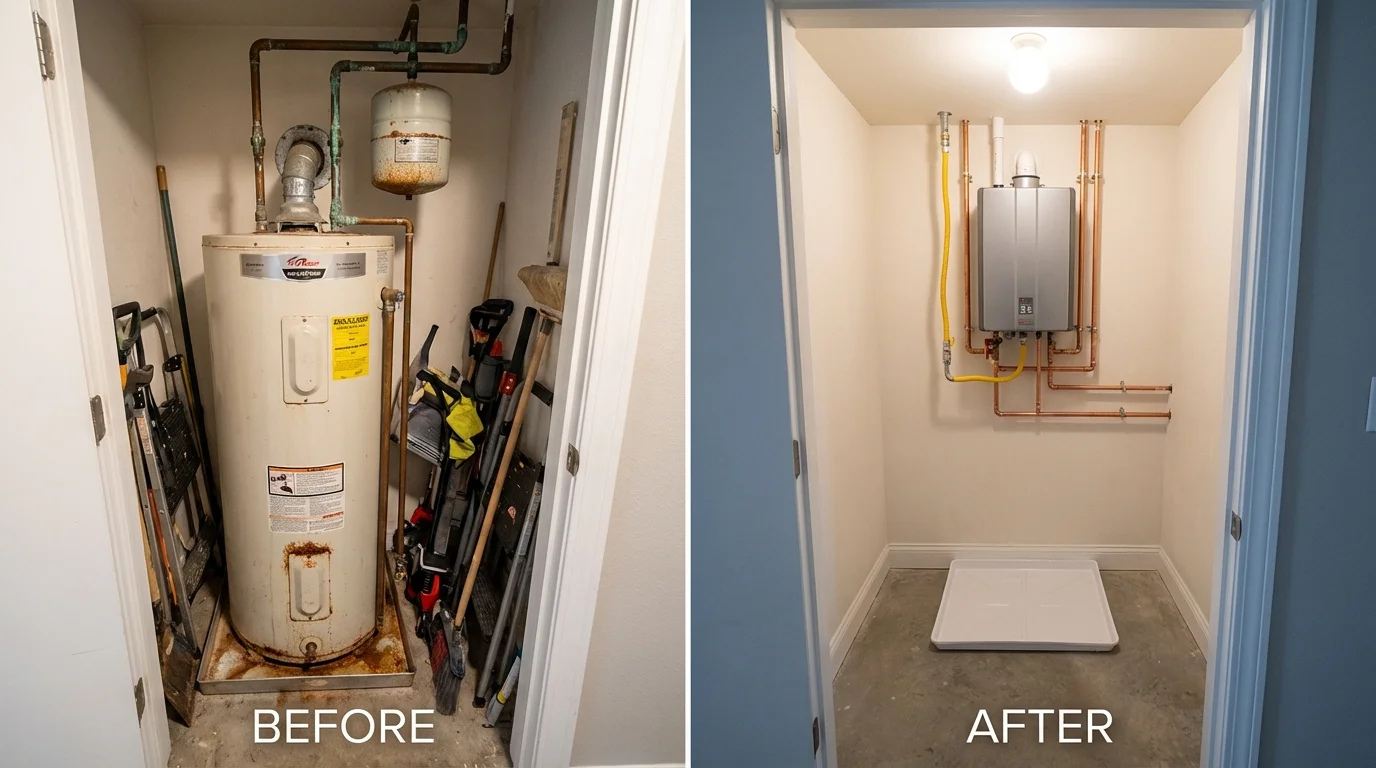Tank water heater versus wall-mounted tankless unit comparison for Lincolnshire, IL homeowners