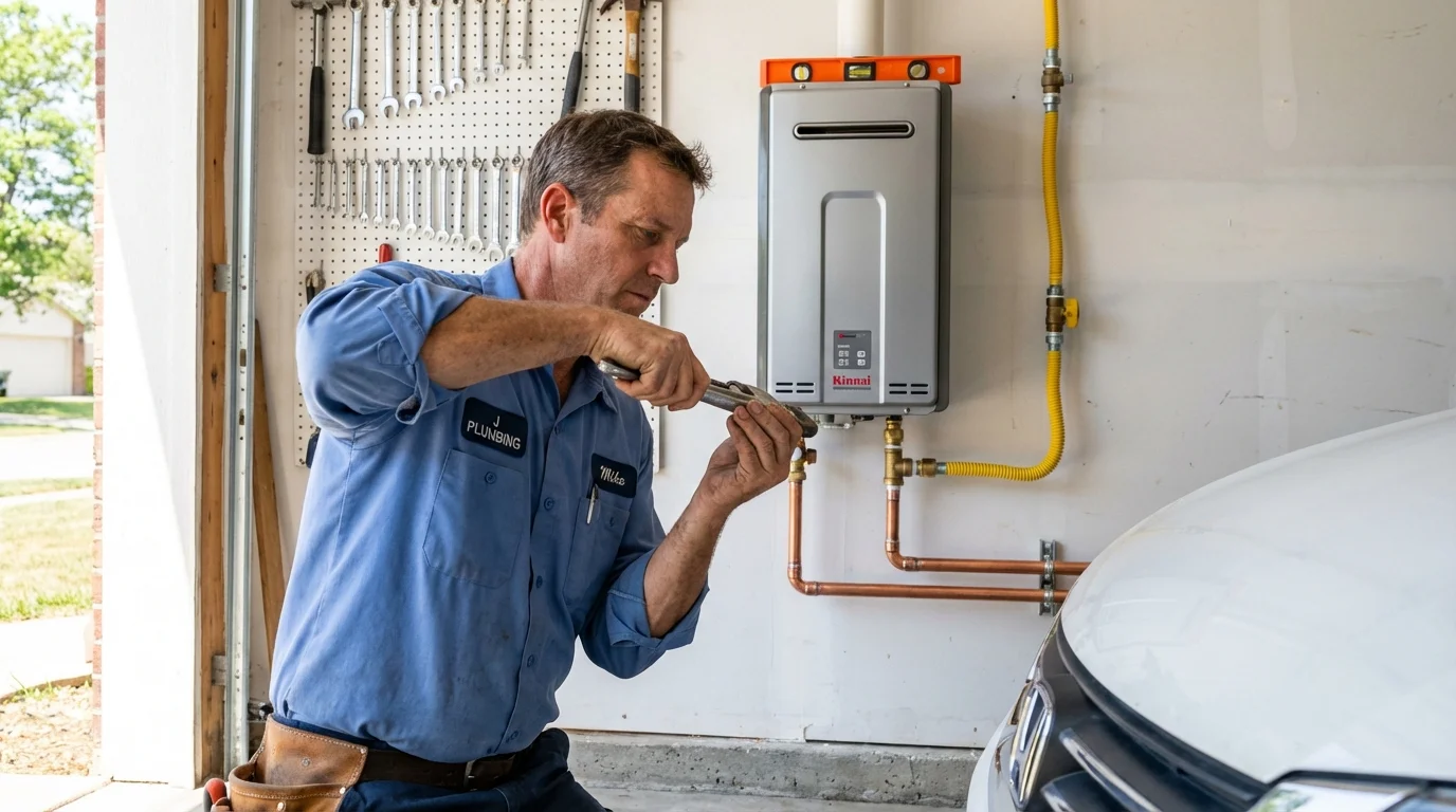 Tankless water heater installation by a Johns Plumbing LLC plumber in Lincolnshire